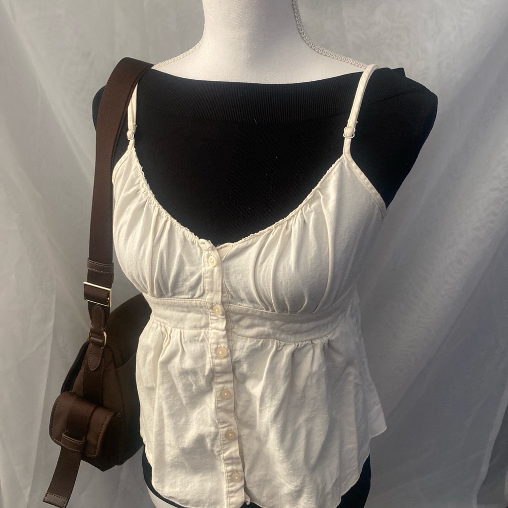 Brandy Melville Cream Button-Front Blouse